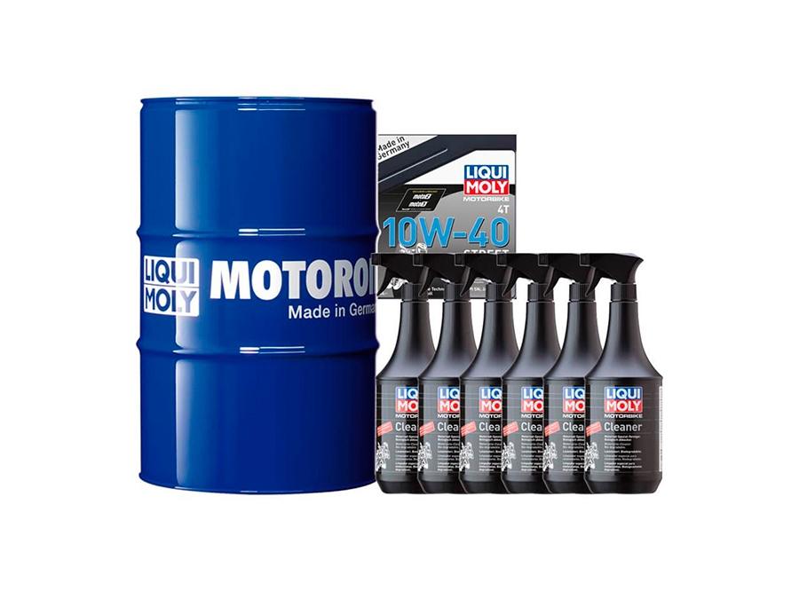 ACEITE LIQUI-MOLY PACK BIDÓN 205L 10W-40 SINTÉTICO + 6 LIMPIADORES LAVADO 1L