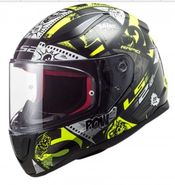 CASCO LS2 INFANTIL FF353 RAPID MINI VIGNETTE BLACK H-V YELLOW