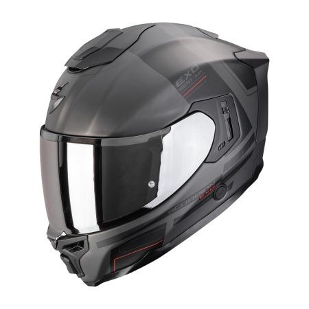 CASCO SCORPION EXO-1500 AIR DUAL PLATA MATE-NEGRO-ROJO