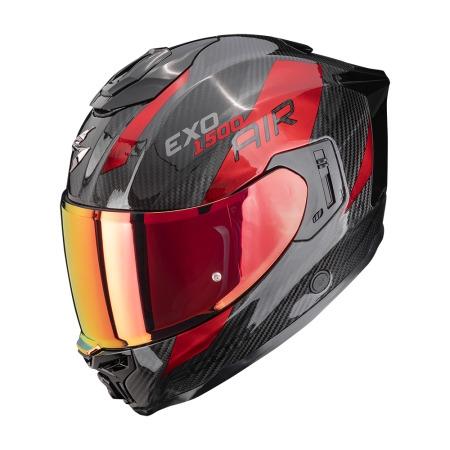 CASCO SCORPION EXO-1500 CARBON AIR PLATTED NEGRO-ROJO