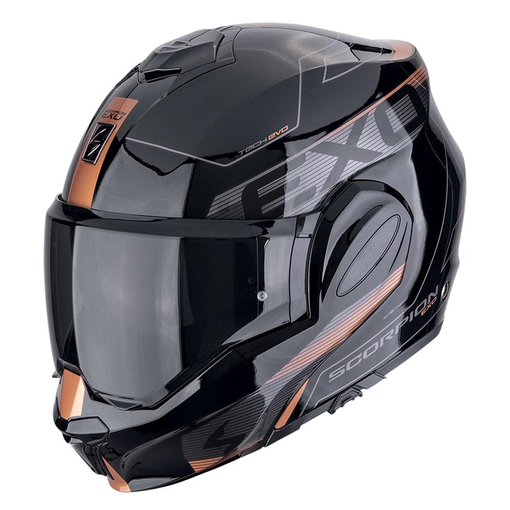 CASCO SCORPION  MODULABLE EXO-TECH EVO TRAVELLER NEGRO-COBRE