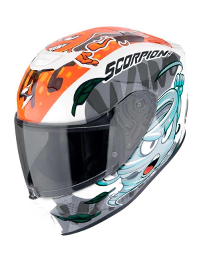 CASCO SCORPION  TOURING EXO-JNR AIR THE4ELEMENTS BLANCO-AZUL-NARANJA