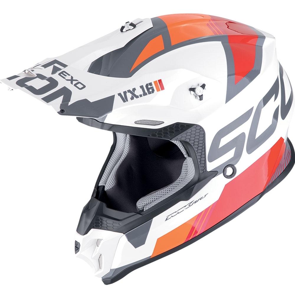 CASCO SCORPION  OFFROAD VX-16 EVO AIR ANALOG BLANCO-NARANJA
