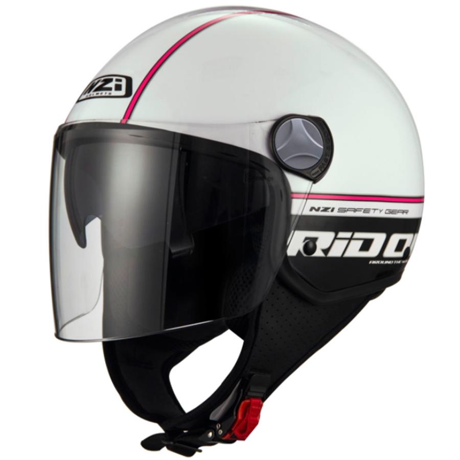 CASCO NZI ABIERTO MINIJET MODELO CAPITAL 2 DUO RID ON WHITE PINK BRILLO
