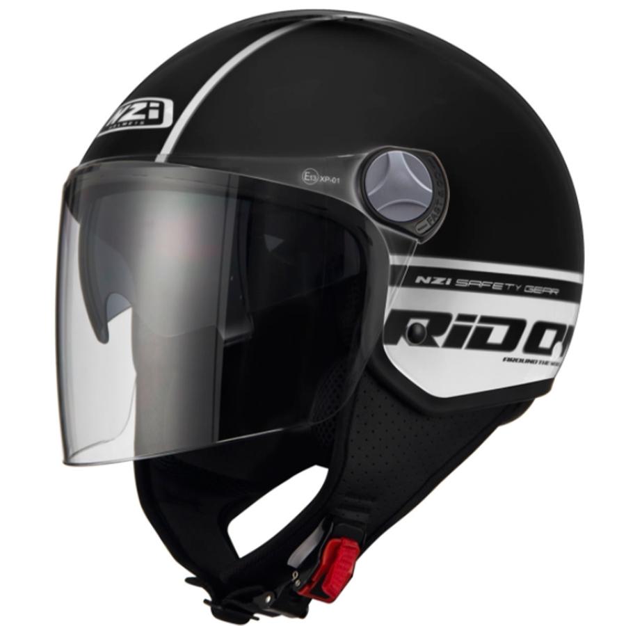 CASCO NZI ABIERTO MINIJET MODELO CAPITAL 2 DUO RID ON BLACK WHITE BRILLO