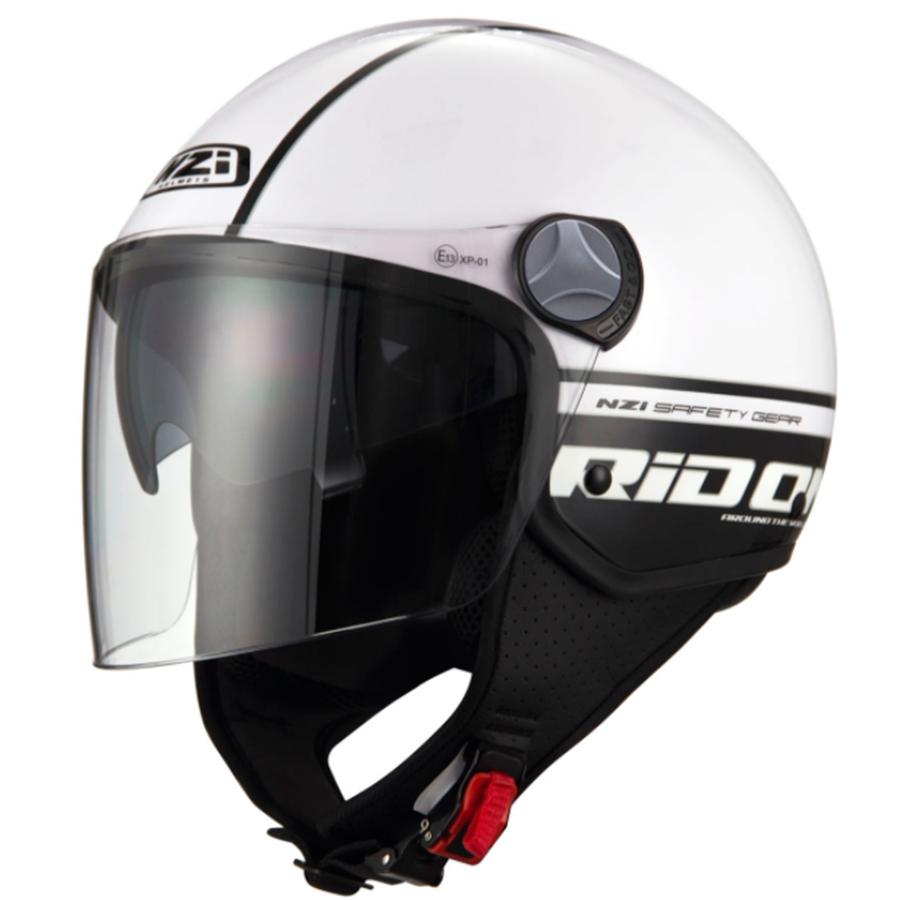CASCO NZI ABIERTO MINIJET MODELO CAPITAL 2 DUO RIDON WHITE BLACK BRILLO