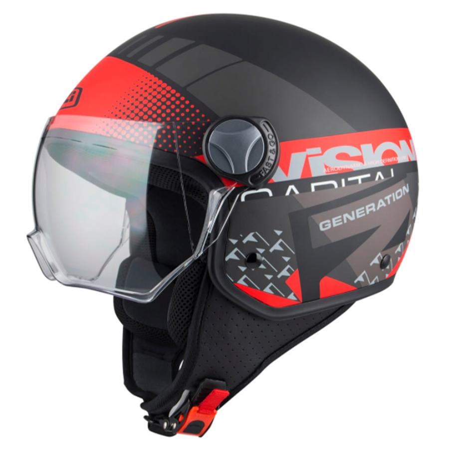CASCO NZI ABIERTO MINIJET MODELO CAPITAL VISION PLUS BLACK&RED MATE