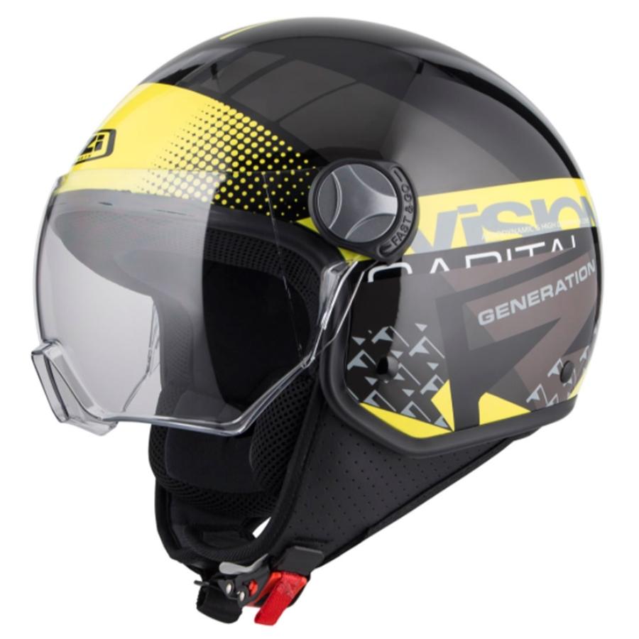 CASCO NZI ABIERTO MINIJET MODELO CAPITAL VISION PLUS BLACK&YELLOW BRILLO