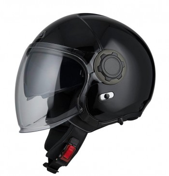 CASCO NZI ABIERTO JET MODELO RINGWAY DUO BLACK BRILLO