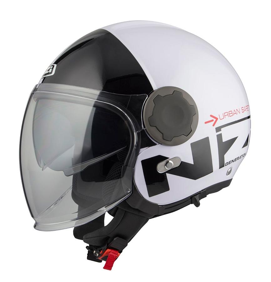 CASCO NZI ABIERTO JET MODELO RINGWAY DUO COMMUTER WHITE&BLACK BRILLO