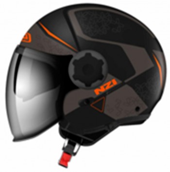 CASCO NZI ABIERTO JET MODELO RINGWAY DUO XTRAINER BLACK&ORANGE BRILLO