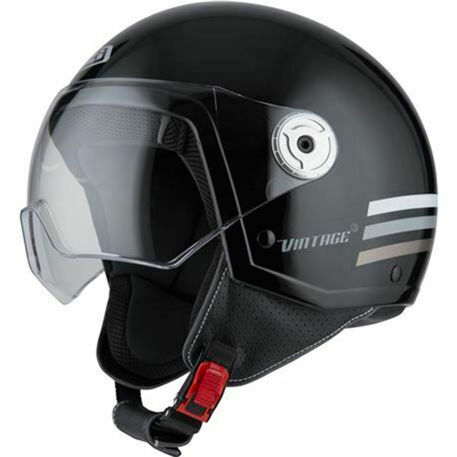 CASCO NZI ABIERTO MINIJET MODELO VINTAGE 3 TRIBAND BLACK&ANTRACITE BRILLO