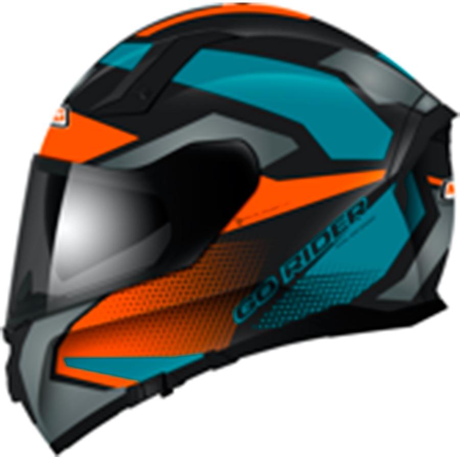 CASCO NZI INTEGRAL MODELO GO RIDER QUADRI BLACK&ORANGE&GREEN