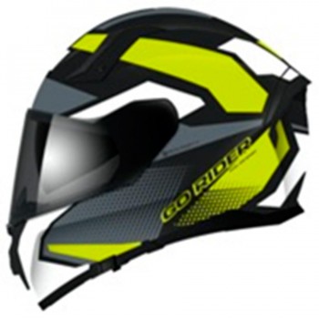 CASCO NZI INTEGRAL MODELO GO RIDER QUADRI BLACK&GREY&YELLOW