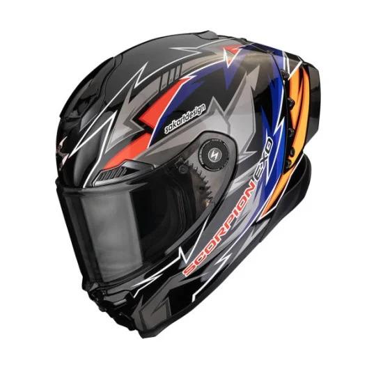 CASCO SCORPION EXO-RACE AIR MOVE ON NEGRO-AZUL-NARANJA