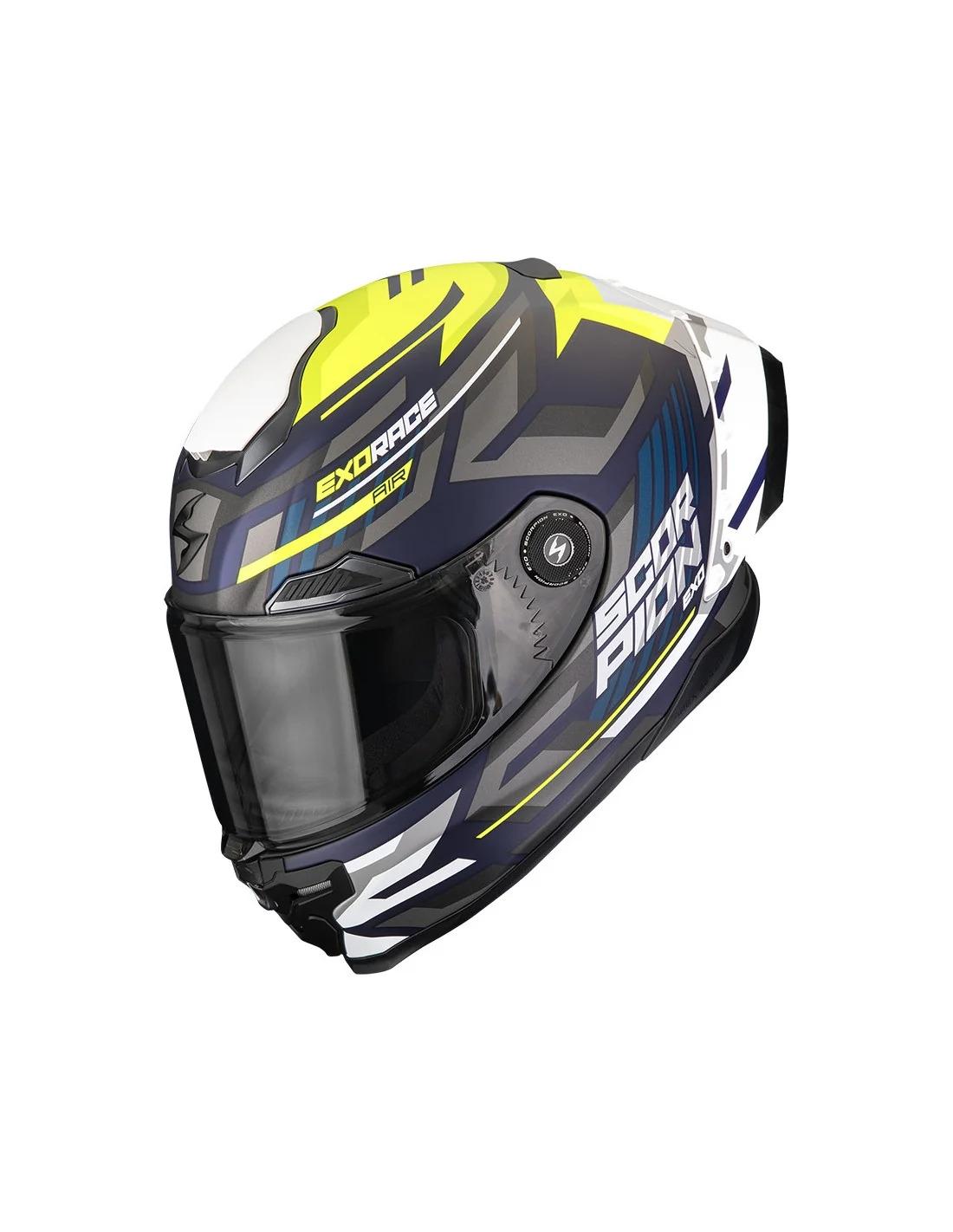CASCO SCORPION EXO-RACE AIR KOBRA AZUL-AMARILLO NEÓN MATE