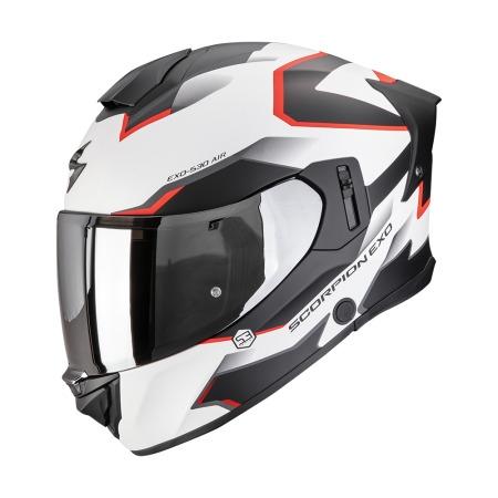 CASCO SCORPION EXO-530 AIR CLIP BLANCO MATE-NEGRO-ROJO