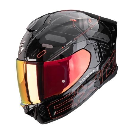 CASCO SCORPION EXO-530 AIR FOND METÁLICO NEGRO-ROJO