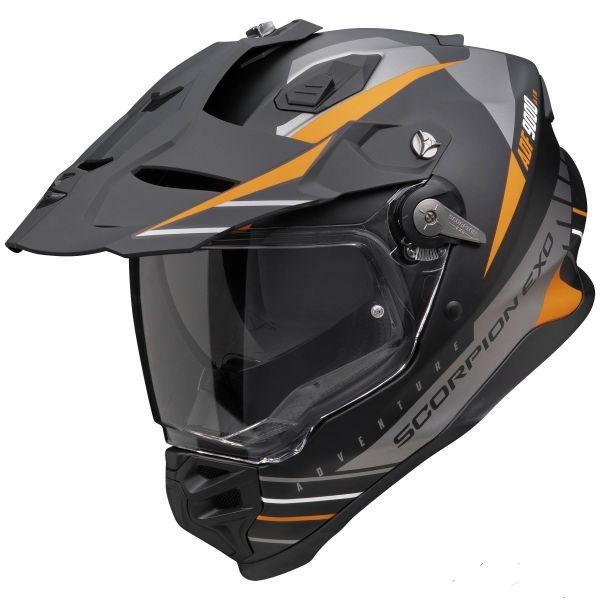 CASCO SCORPION ADVENTURE ADF-9000 AIR FEAT Negro mate-plata-naranja 184-472-304-07