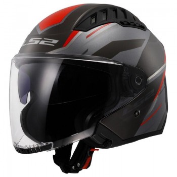 CASCO LS2 ABIERTO OF600 COPTER II DISTON GREY RED-06