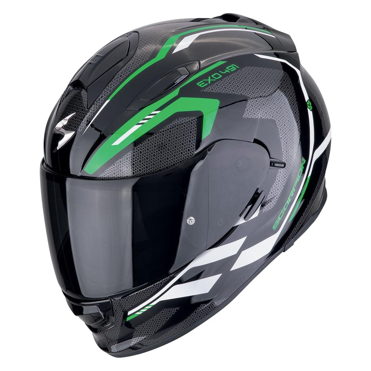 CASCO SCORPION  TOURING EXO-491 KRIPTA NEGRO-VERDE-BIANCO