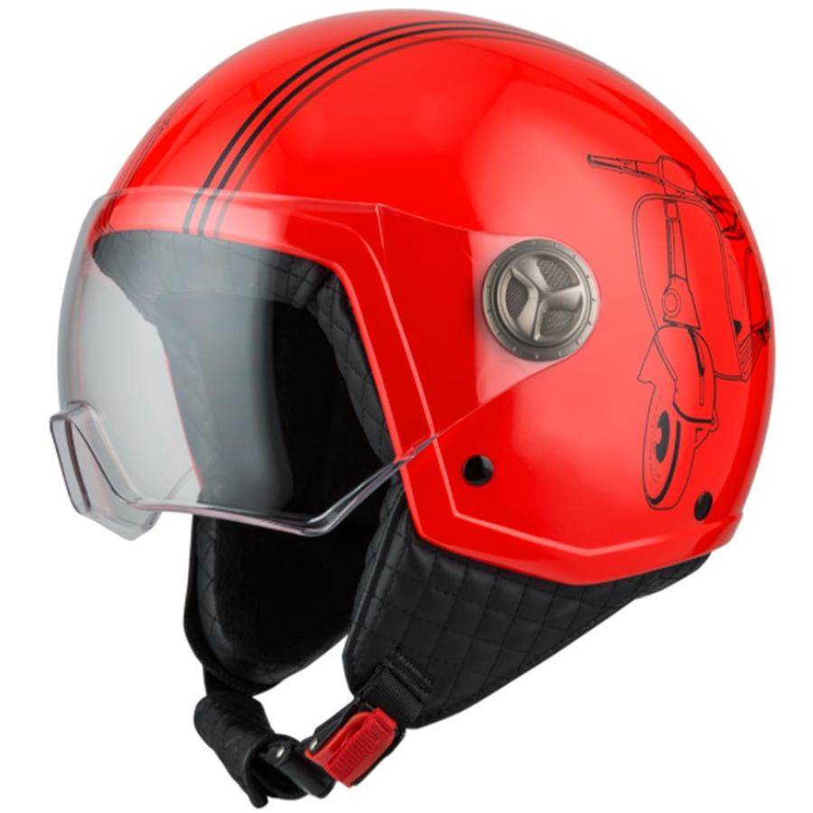 CASCO NZI ABIERTO MINIJET MODELO ZETA 2 SPRINT FLUO RED BRILLO
