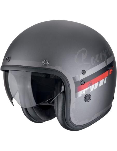 CASCO SCORPION  JET BELFAST EVO ADONIS PLATA MATE-ROJO