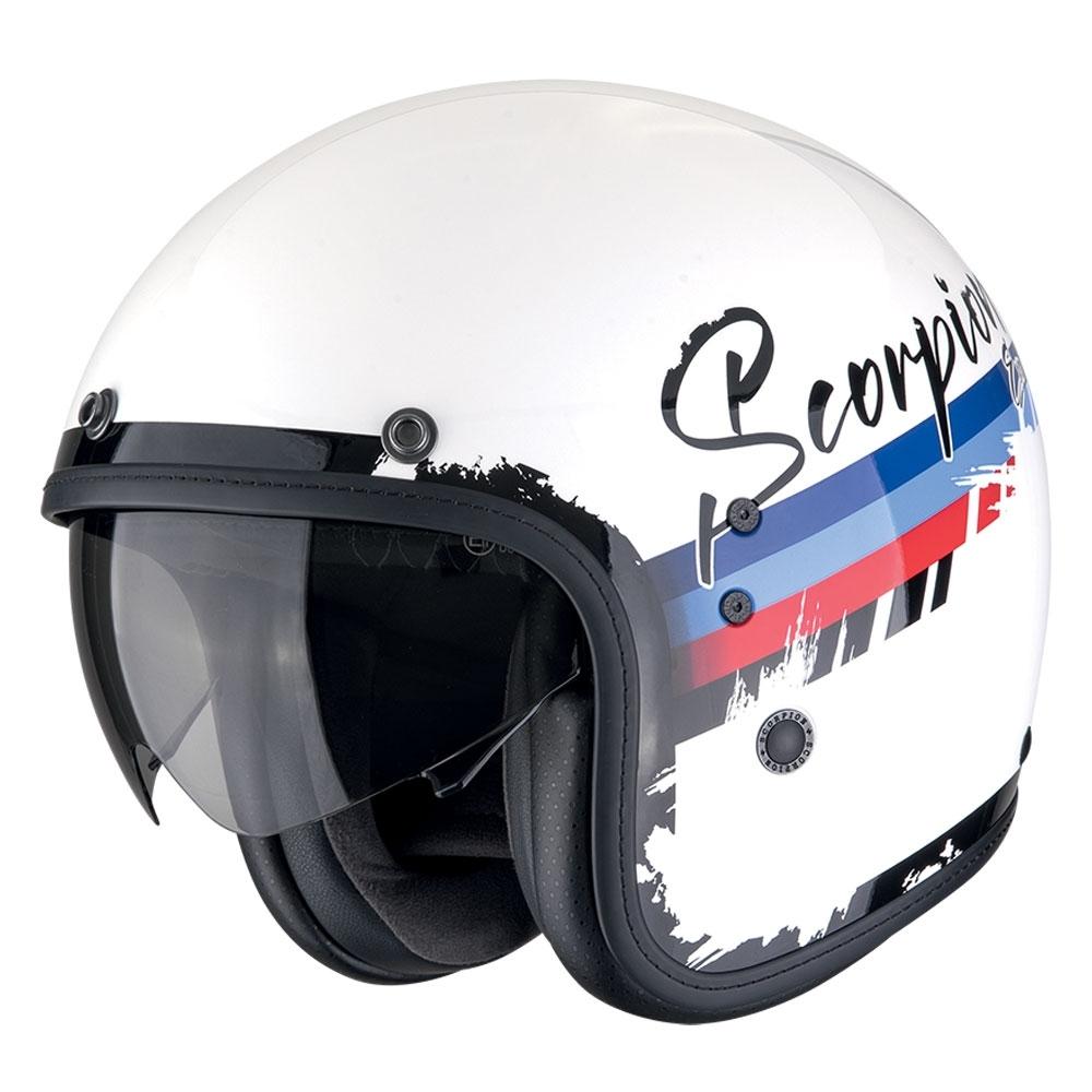CASCO SCORPION  JET BELFAST EVO ADONIS BLANCO-ROJO-AZUL