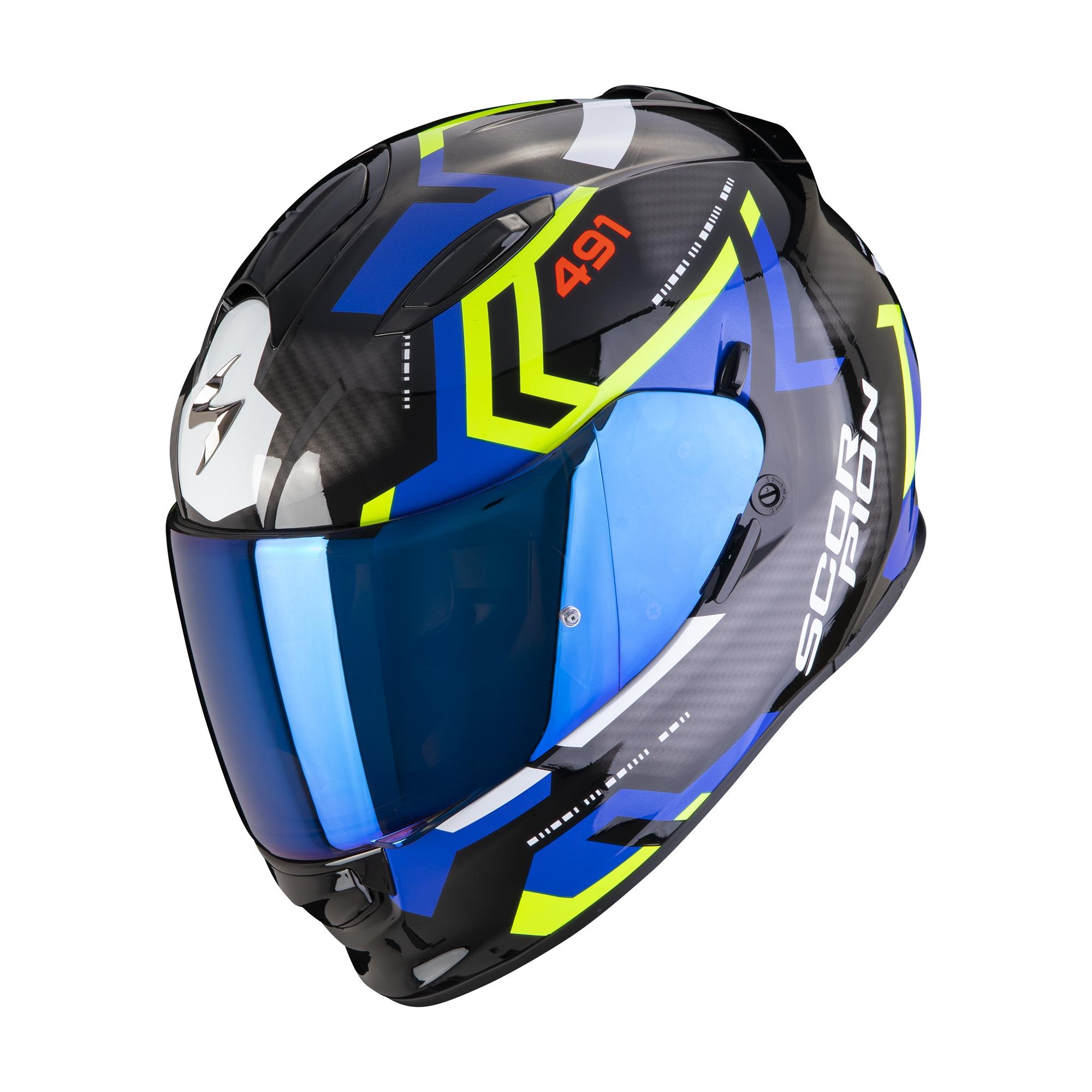 CASCO SCORPION INTEGRAL EXO-491 SPIN NEGRO-AZUL-AMARILLON NEON