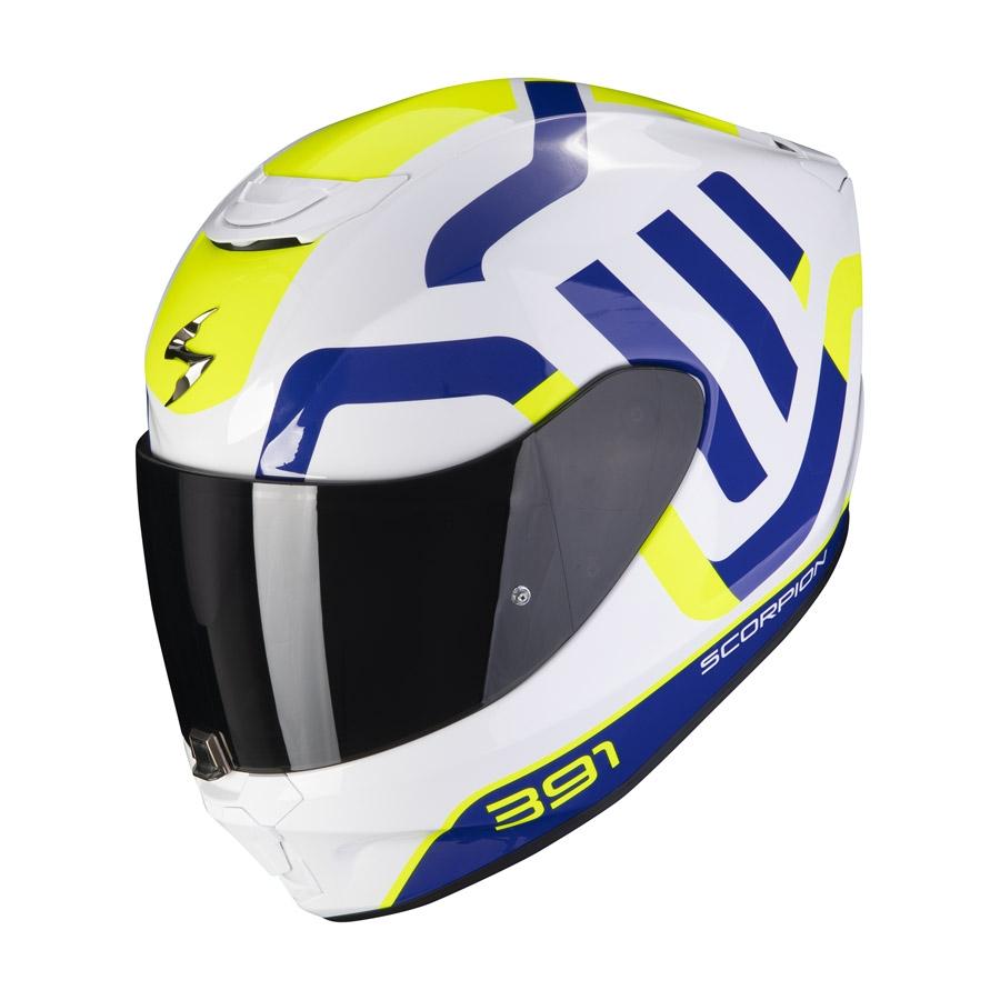 CASCO SCORPION EXO-391 AROK WHITE-BLUE-NEON YELLOW