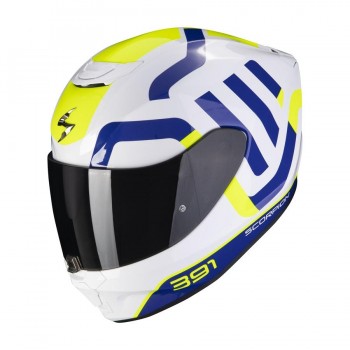 CASCO SCORPION EXO-391 AROK WHITE-BLUE-NEON YELLOW