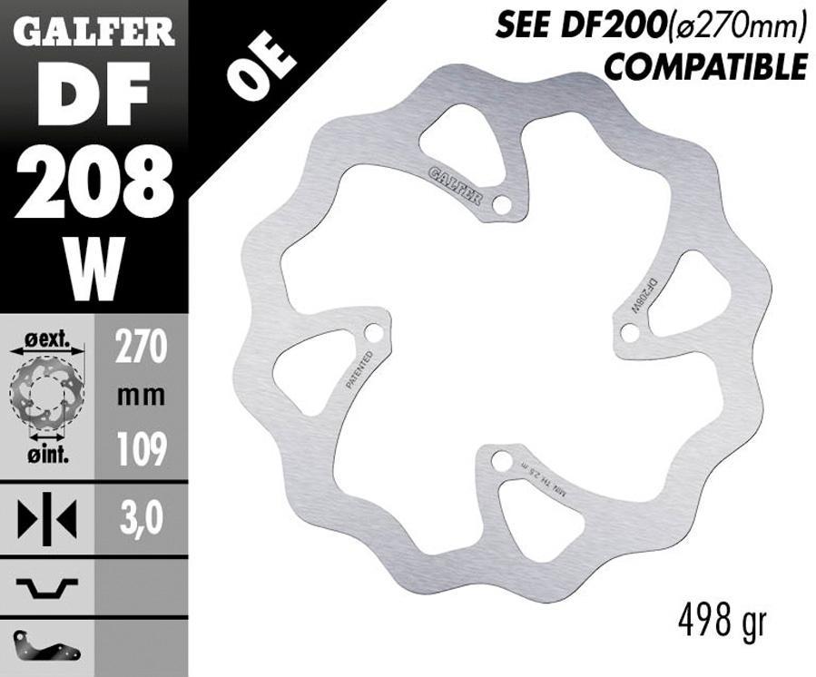 DISCO FRENO GALFER 208W