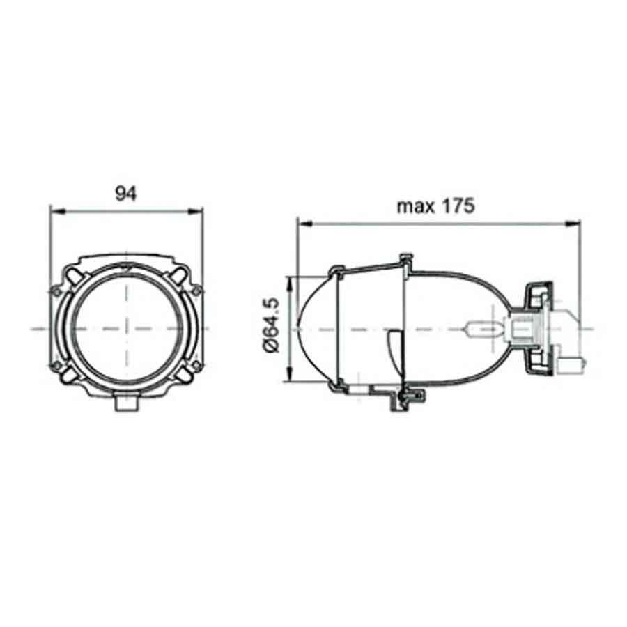 OPTICA FARO DELANTERO POLIEPSOIDAL DELANTERO UNIVERSAL     7280
