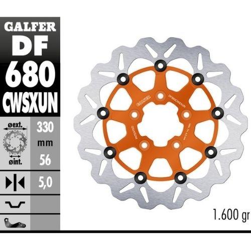 DISCO GALFER WAVE FLOTANTE ORANGE 330X5MM DF680CWSXUN