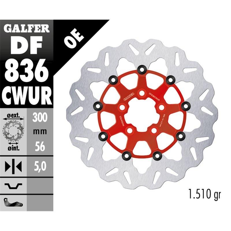 DISCO GALFER WAVE FLOTANTE RED 300X5MM DF836CWUR
