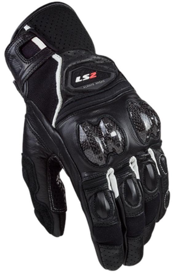 GUANTES VERANO LS2 SPARK 2 LEATHER MAN GLOVES BLACK WHITE
