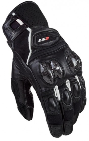 GUANTES VERANO LS2 SPARK 2 LEATHER MAN GLOVES BLACK WHITE