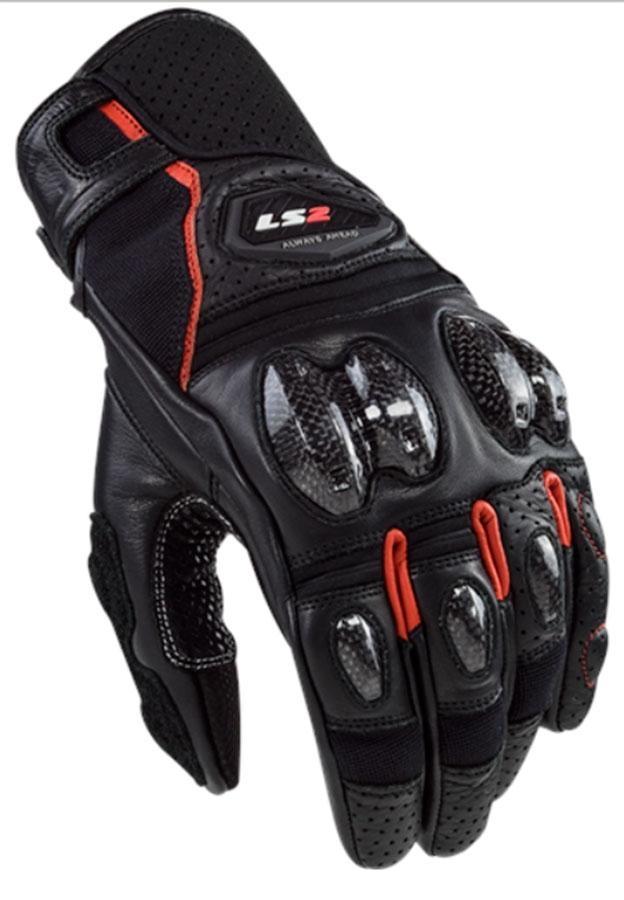 GUANTES VERANO LS2 SPARK 2 LEATHER MAN GLOVES BLACK RED