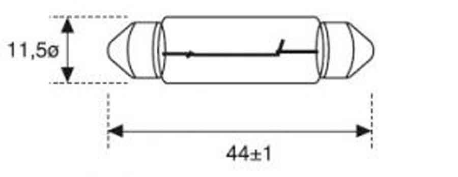 BOMBILLA LAMPARA AMOLUX 12V /10W PLAFONIER 164A  11X40 SV8.5