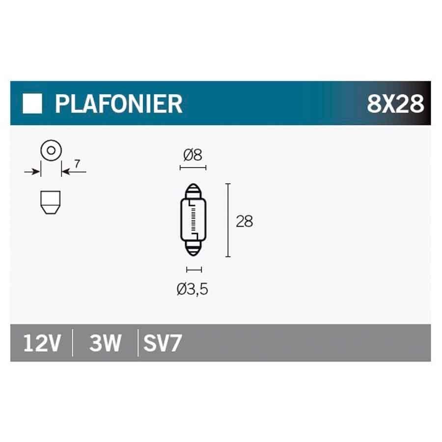 BOMBILLA LAMPARA V-PARTS (CAJA 10 UNIDADES) SV7  SV7   14633