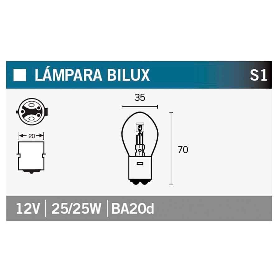BOMBILLA LAMPARA V-PARTS (CAJA 10 UNIDADES)  BILUX 12V25/25W    14669