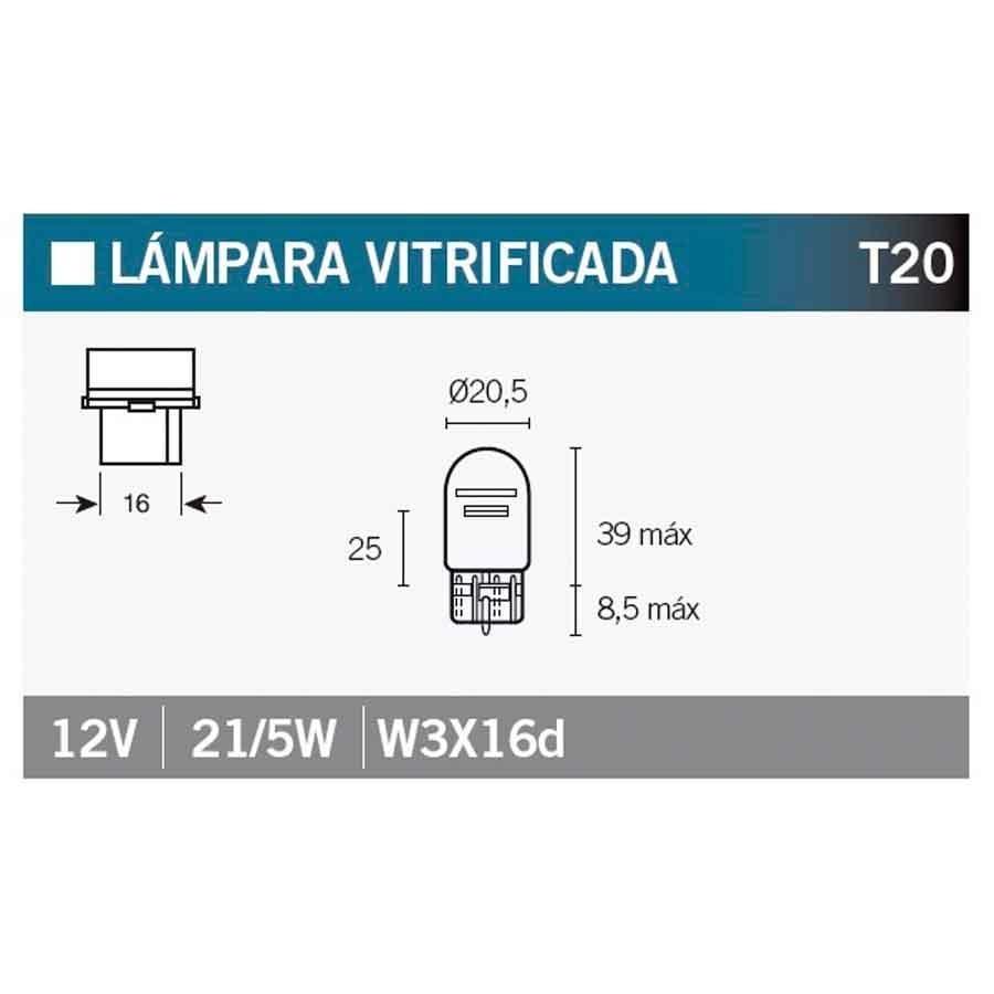 BOMBILLA LAMPARA V-PARTS (CAJA 10 UNIDADES) 12V21/5W DOBLE FILAMENTO  T20   14680