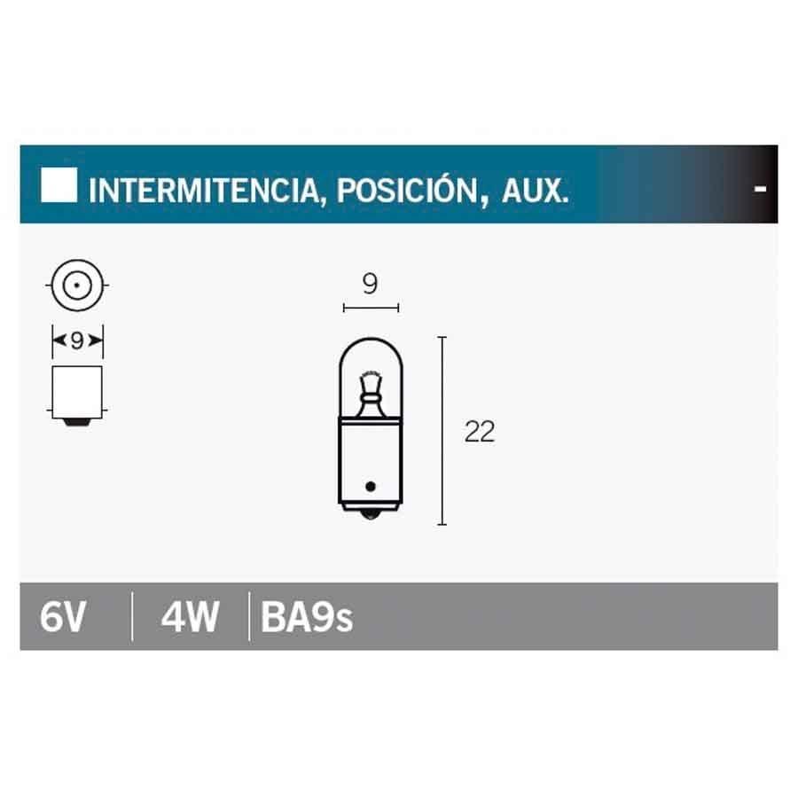 BOMBILLA LAMPARA V-PARTS (CAJA 10 UNIDADES) POSICIÓN 6V4W  T4W-6VX4W   14682