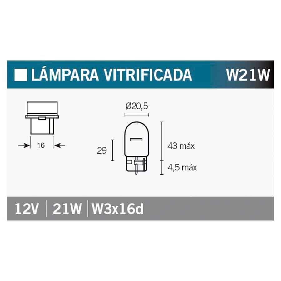 BOMBILLA LAMPARA V-PARTS (CAJA 10 UNIDADES) 12V21W  W21W   14686
