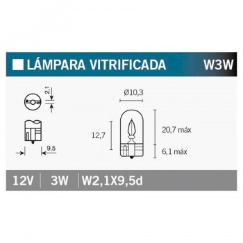 BOMBILLA LAMPARA V-PARTS (CAJA 10 UNIDADES) 12V3W    14687