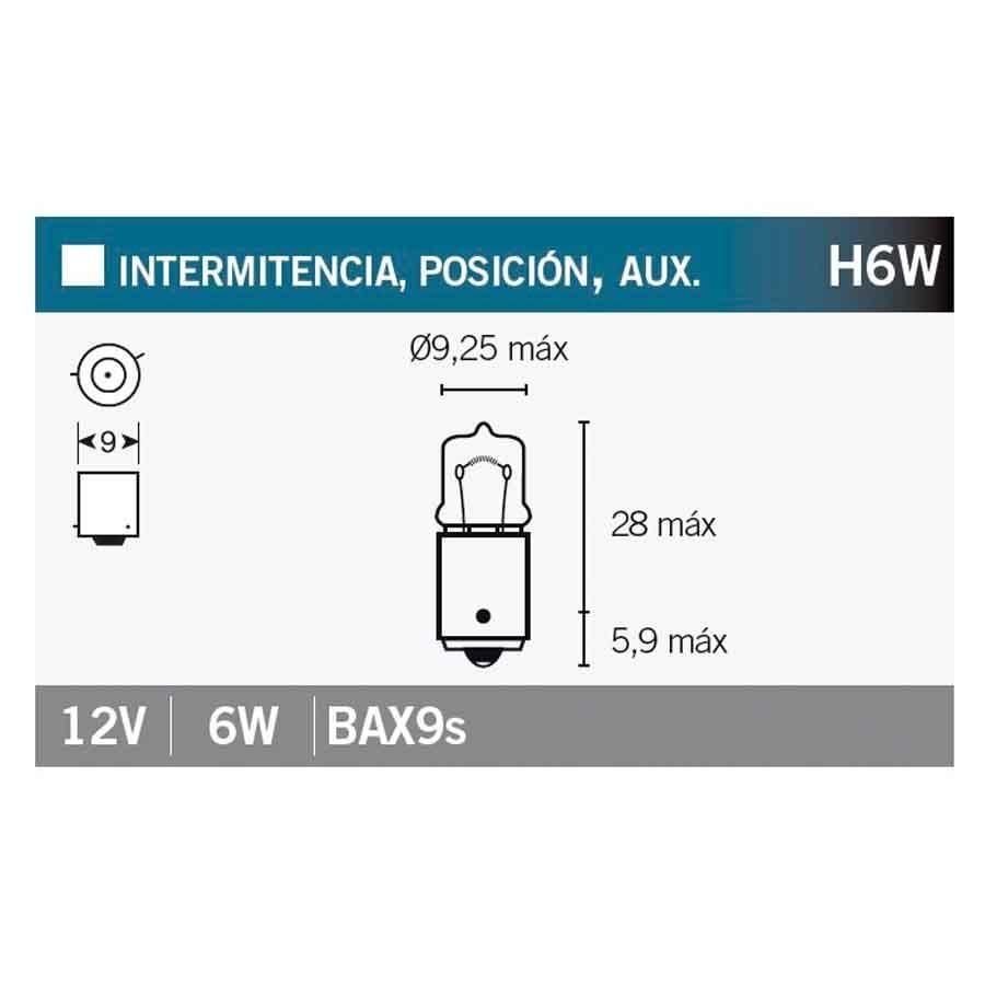BOMBILLA LAMPARA V-PARTS (CAJA 10 UNIDADES) 12V6W  BAY9S   14691