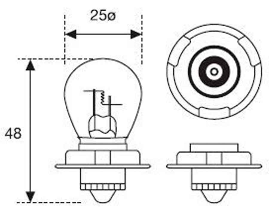 BOMBILLA LAMPARA AMOLUX 12V / 25W 273 P 26 S SCOOTER