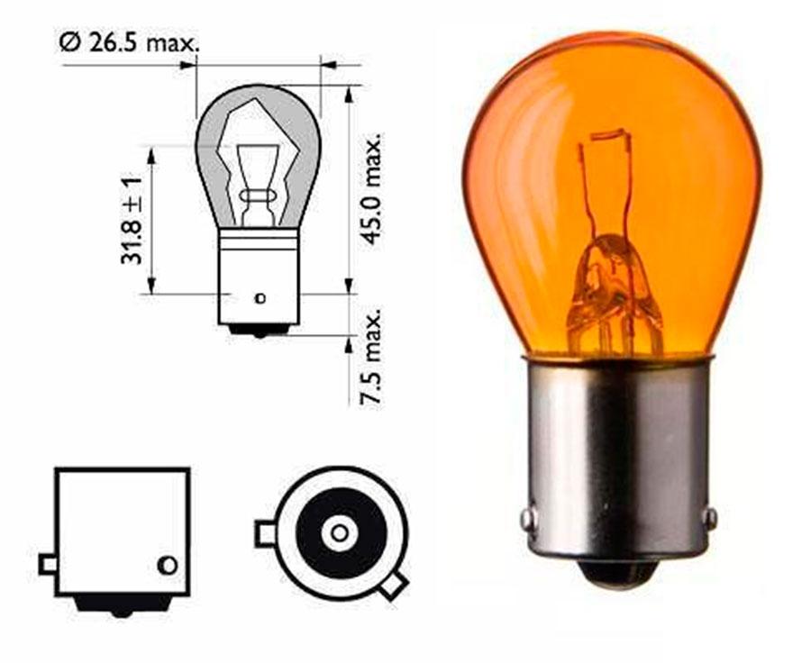 BOMBILLA LAMPARA AMOLUX 12V / 21W PILOTO (AMBAR 299)
