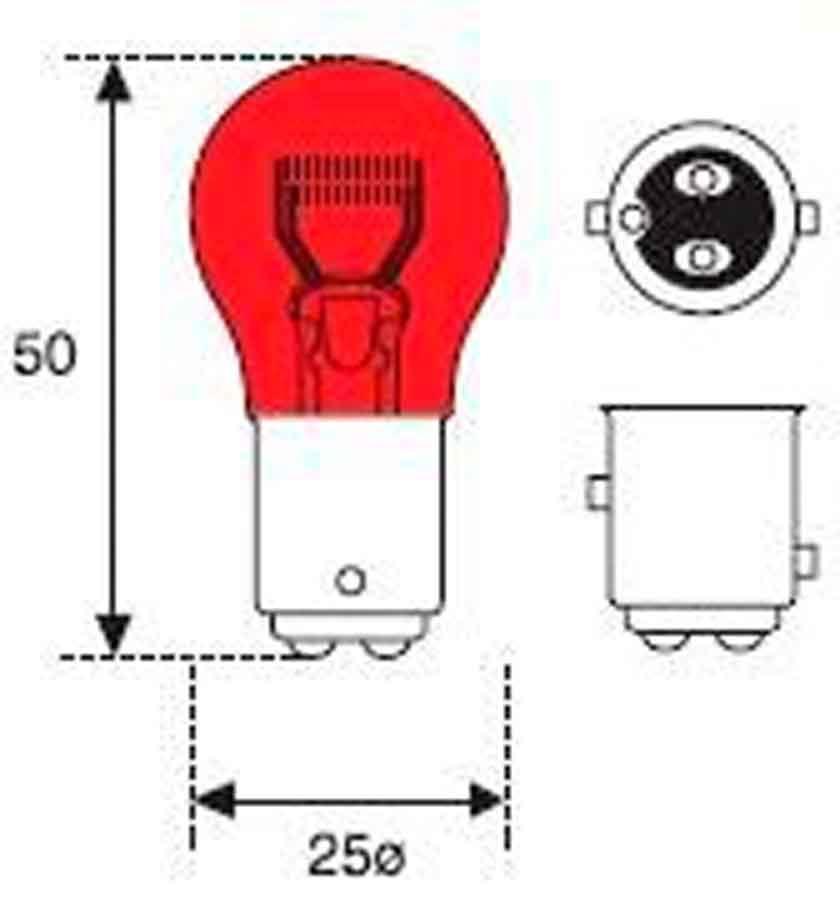 BOMBILLA LAMPARA AMOLUX 12V / 21 / 5W PILOTO ROJO    91R
