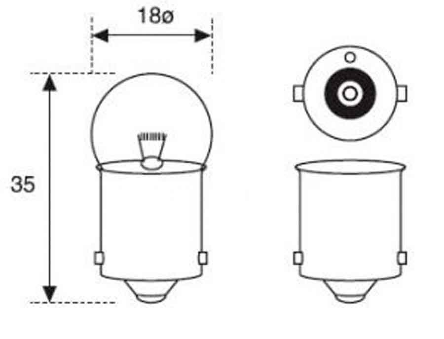 BOMBILLA LAMPARA AMOLUX 12V / 5W PILOTO BAYONETA 151   T-16